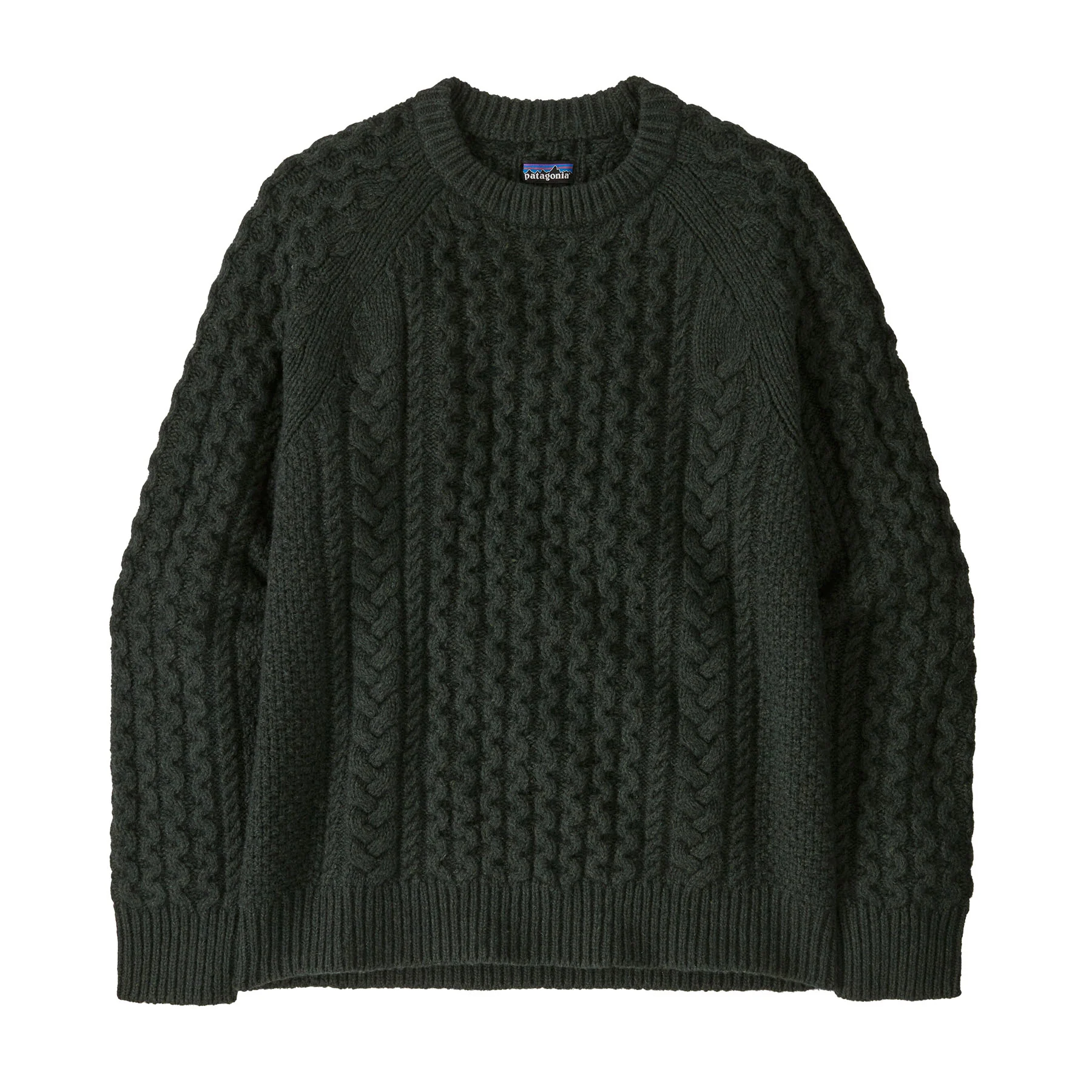 Recycled Wool-Blend Cable Knit Crewneck Sweater